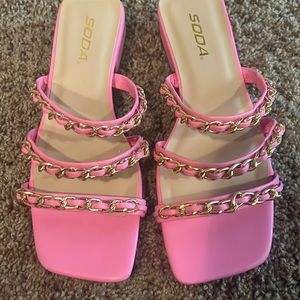 Pink and gold sandals